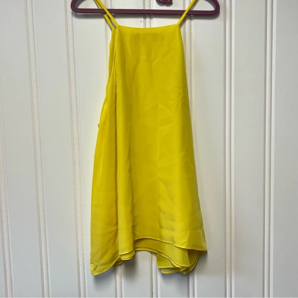 Lilly Pulitzer Yellow Silk Top XL Sleeveless Shift Lined Bright Summer